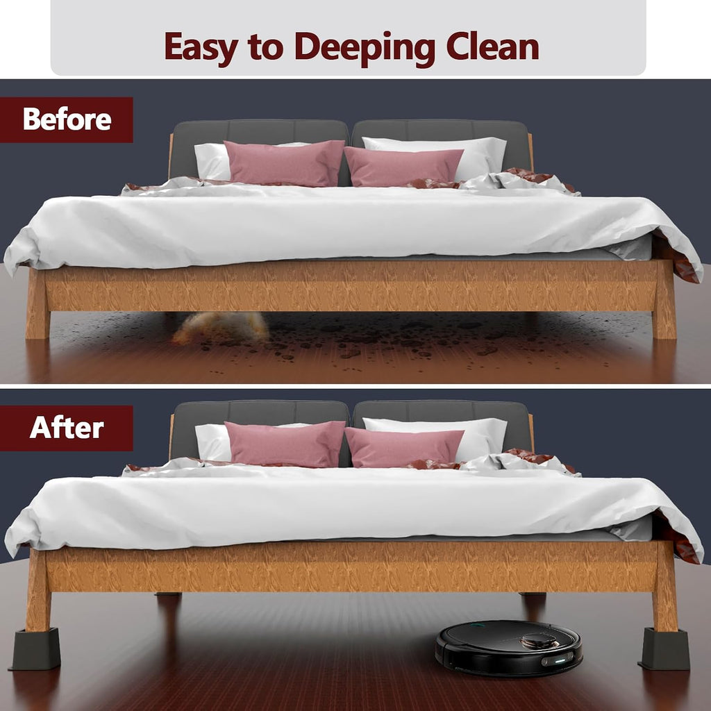 Bed Risers 8 inch Heavy Duty-Set of 4 Adjustable Furniture Risers, Elevation Heights of 3, 5 & 8 Inches, Supports Up to 1,300 lbs for Under-Bed Storage, College Dorms, Table and Couch(Black)