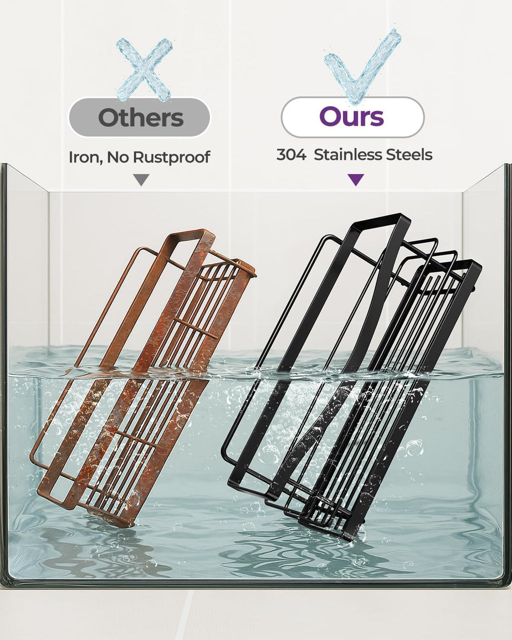 ODesign 3 Pack Adhesive Shower Caddy,Stainless Steel Shower Shelves,Black