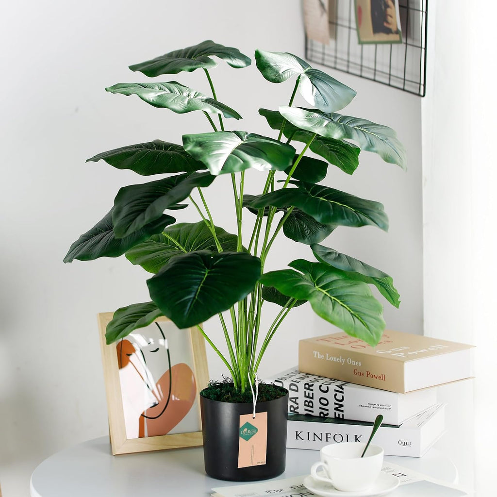 Der Rose 28" Fake Tropical Plants in Black Pot for Bathroom and Home Decor
