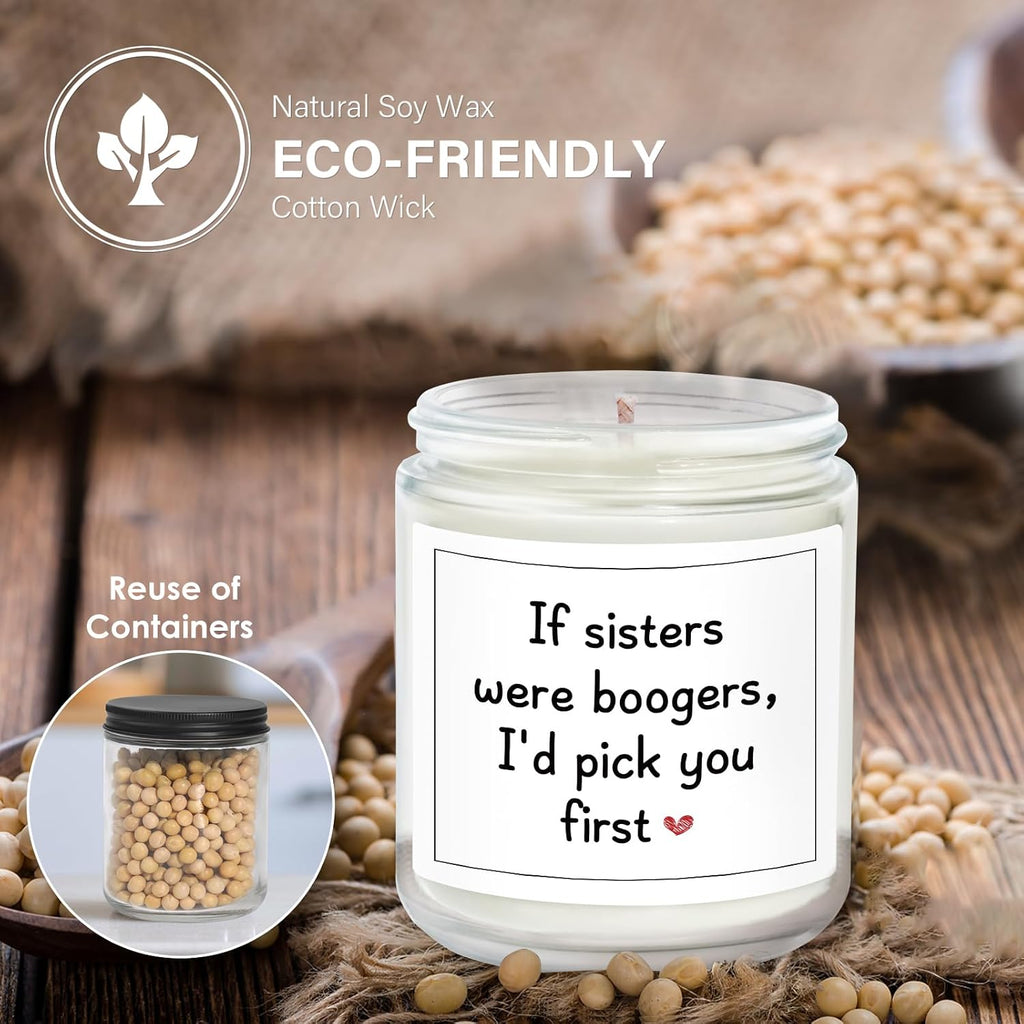 Sister Candle Gifts, Funny Sister Birthday Gifts - Happy Birthday Gift for Sisters from Sisters Brother, Handmade Candle Gift 7oz