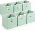 Yalikop 6 Pcs Light Green Scalloped Cube Storage Bins 11 Inch Fabric Basket