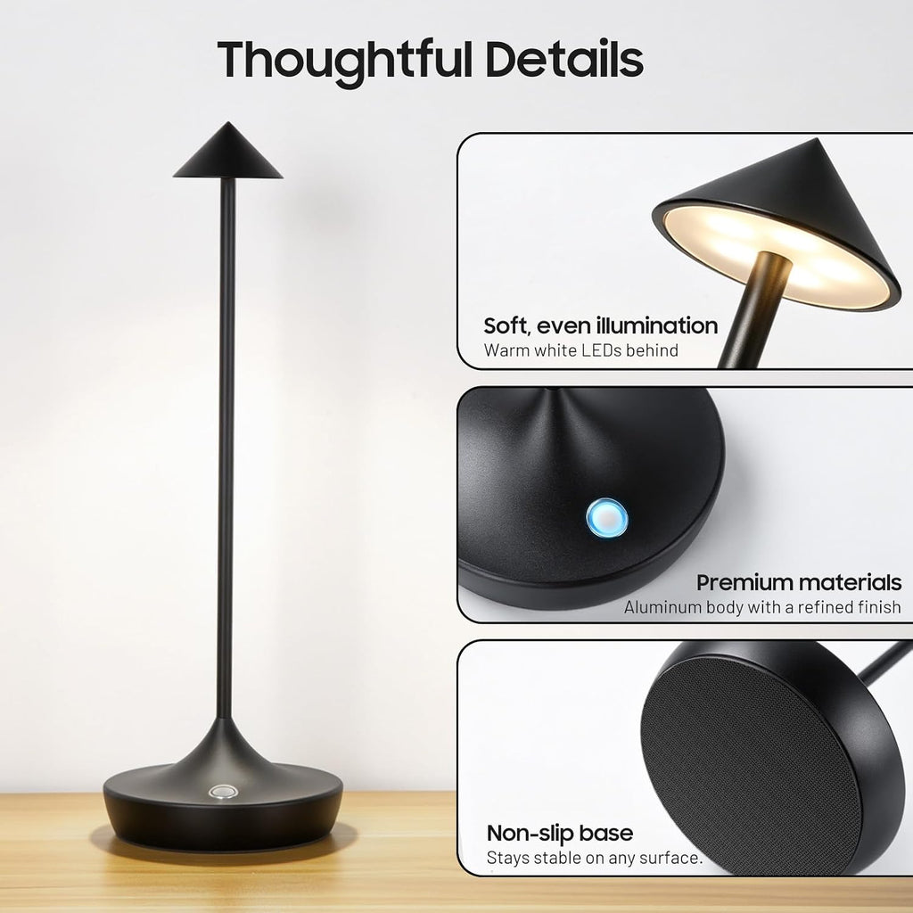 Cordless Table Lamp, Rechargeable 6000mAh Battery Table Light