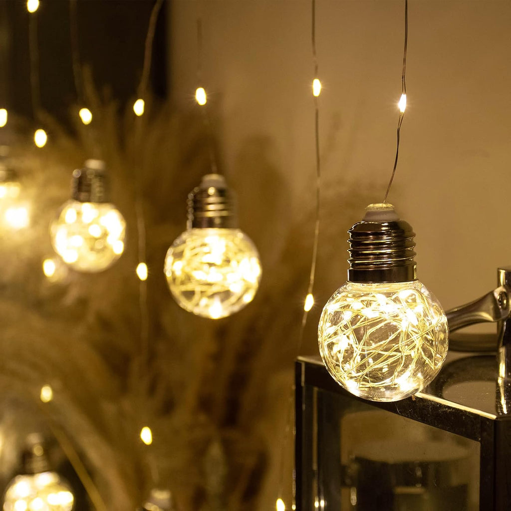 Wish Ball Curtain Lights 200 LED Window Fairy Light, USB/Battery Powered Twinkle Globe Curtain String Lights for Wedding Backdrop Room Dorm Party Christmas Decor (Warm White)