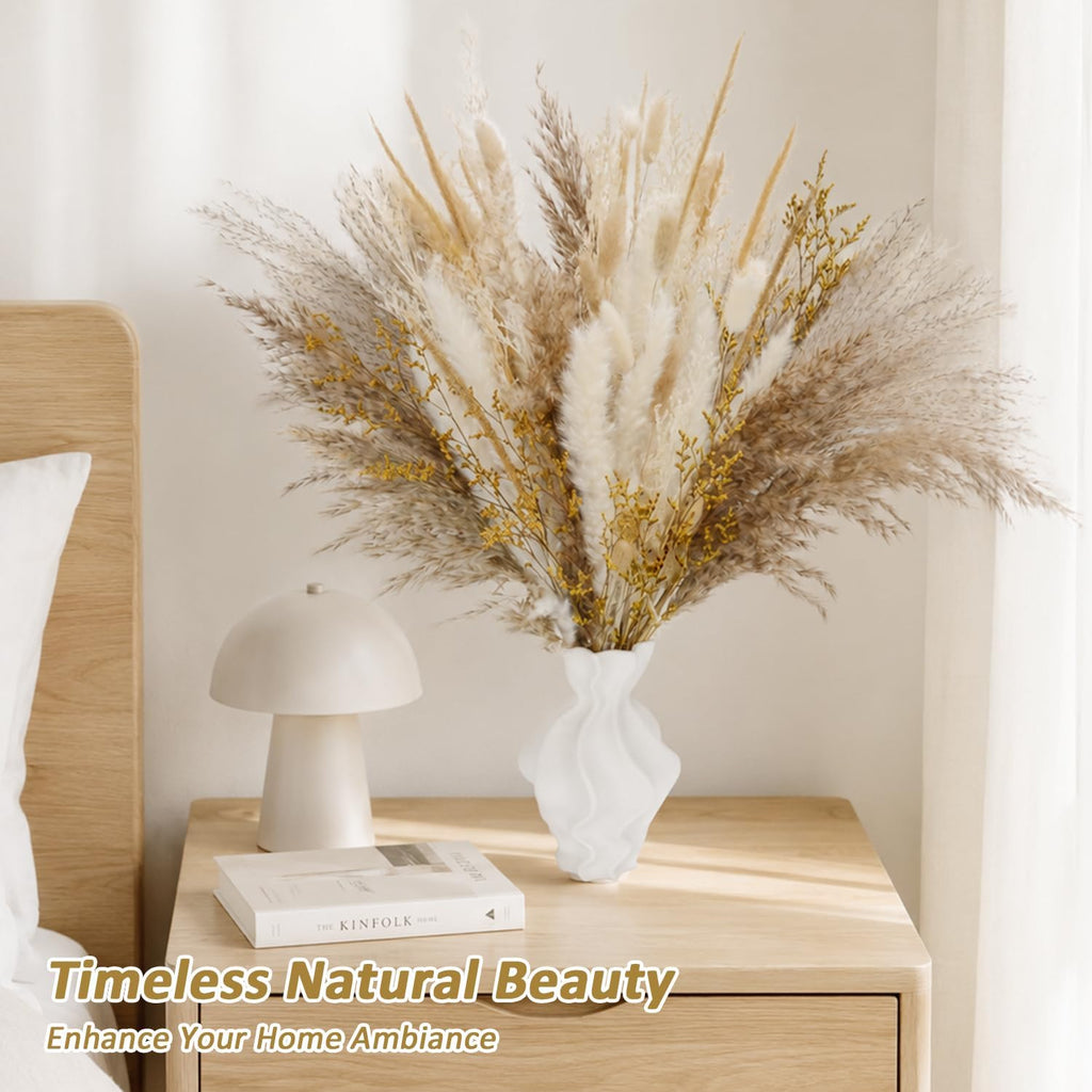112 PCS Natural Dried Flowers 17inch Boho Pampas Grass for Farmhouse Decor