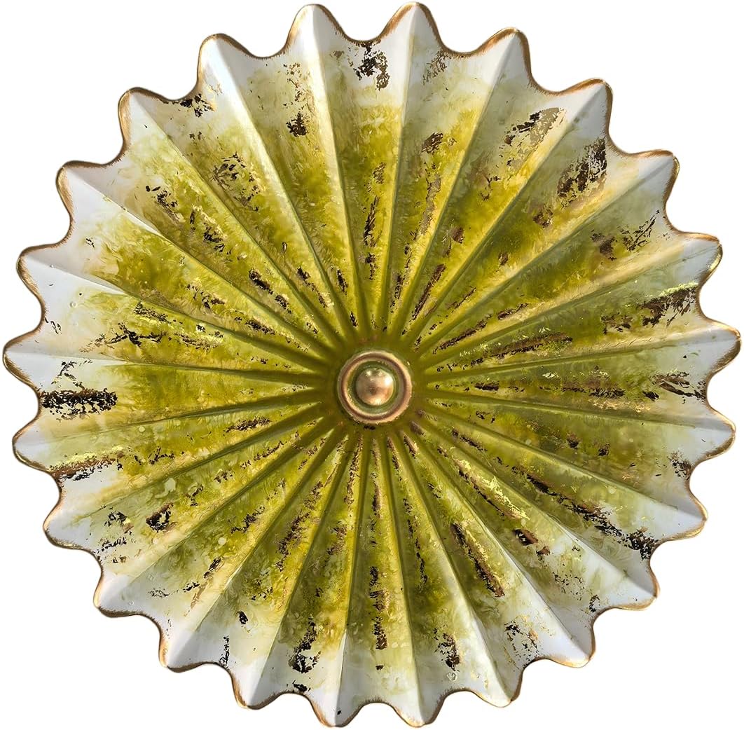 Metal Wall Sculpture, 11.4'' Vintage Yellow Gold Sunburst Wall Art Decor