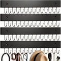 4Pack Necklace Wall Holder Wooden Mount Bulk with 56 Hooks Black
