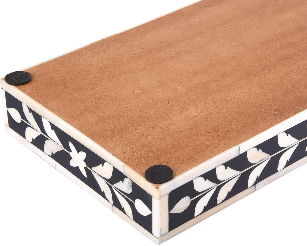 Handicrafts Home Bone Inlay Black Decorative Organizer Vanity Tray, 10x6