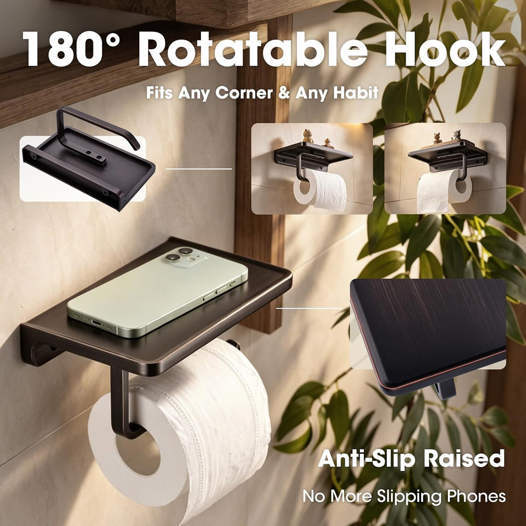 TRUSTMI Toilet Paper Holder with Shelf & Phone Stand, Oil Rubbed Bronze