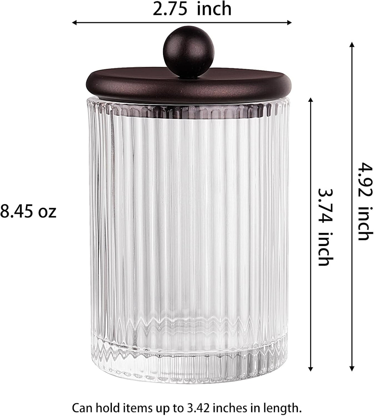 3 Pack Glass Qtip Holder Dispenser Set with Matte Brown Metal Lid