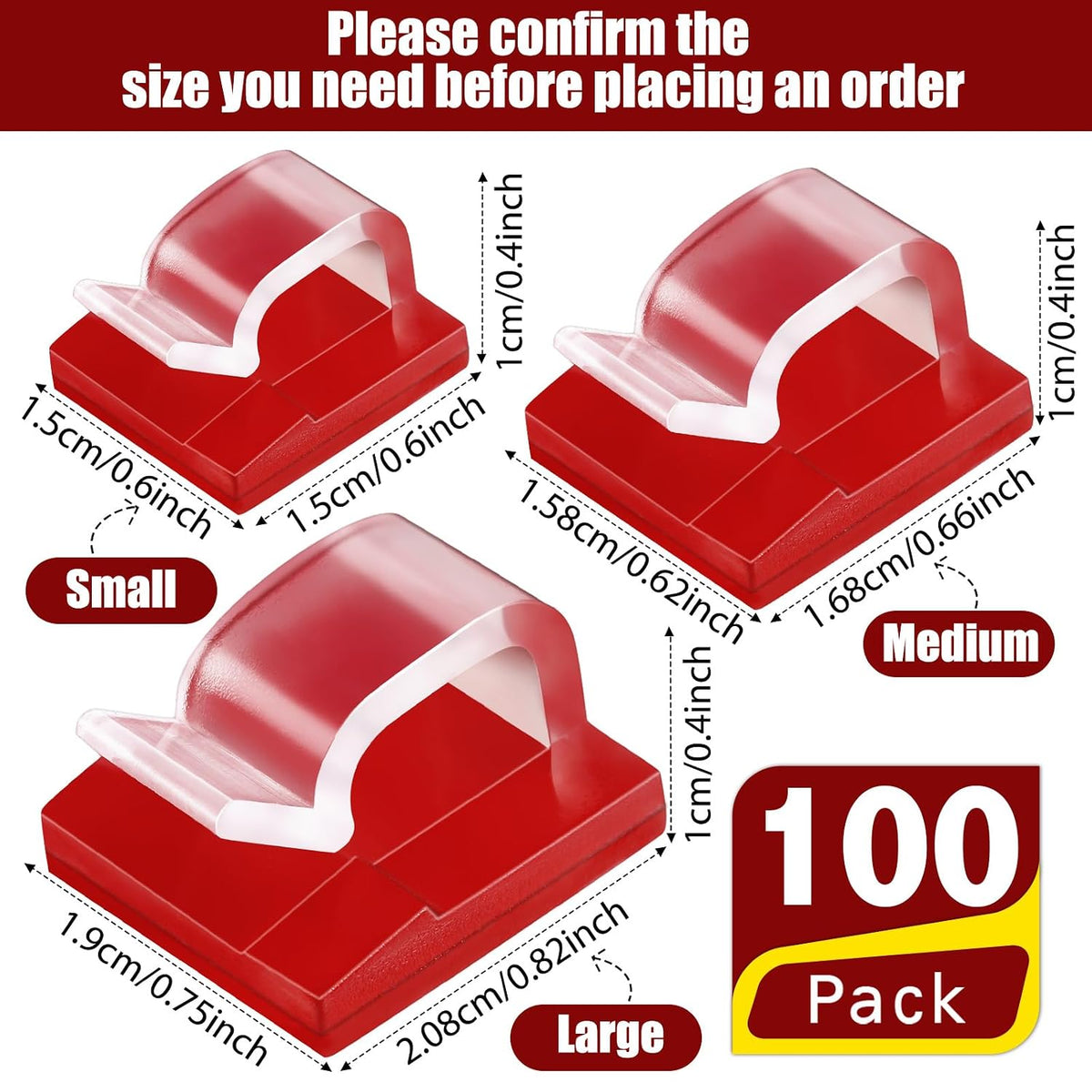 Blulu 100 Pcs Christmas Light Clips, Self Adhesive, Medium, Clear