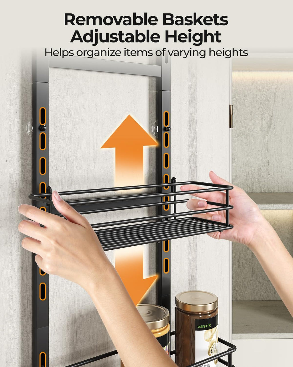 Over the Door Pantry Organizer 5-Tier,Spice Rack Organizer for Cabinet