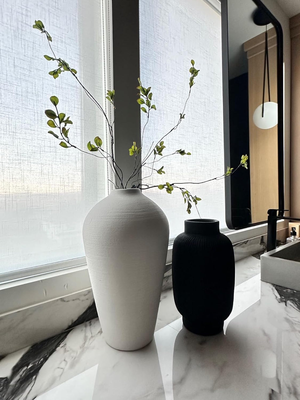 3pcs Artificial Ficus Branches, 38 Inch Faux Eucalyptus Stems, Green Fake Greenery for Vase Filler, Home Decoration (A-Green)