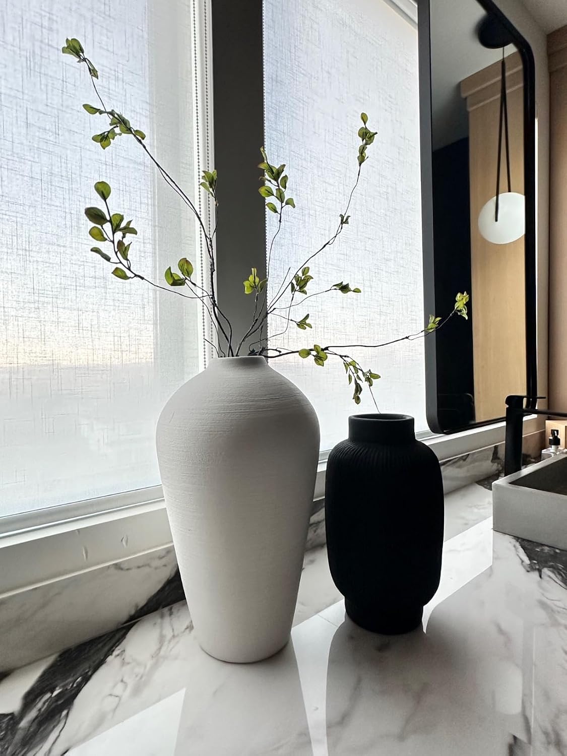 3pcs Artificial Ficus Branches, 38 Inch Faux Eucalyptus Stems, Green Fake Greenery for Vase Filler, Home Decoration (A-Green)