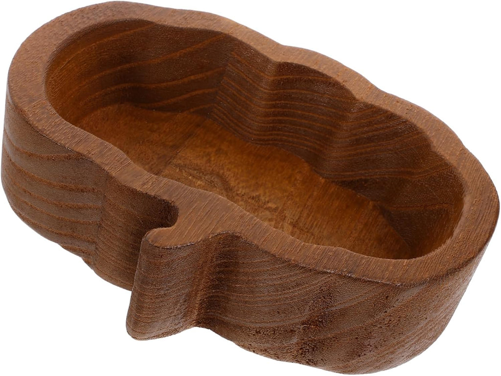 SHOWERORO Pumpkin Shaped Wooden Bowl Compact Food Container for Salad Fruits Desserts Deep for Kitchen Counter Fall Decorations