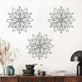 ZEXUIRU 3 Set Snowflake Wall Decor Living Room Bedroom Entryway Metal Bling, Crystal Rhinestone Starburst Sunburst Sparkling Wall Art Decor Silver Metal Christmas Decoration-Black 13in