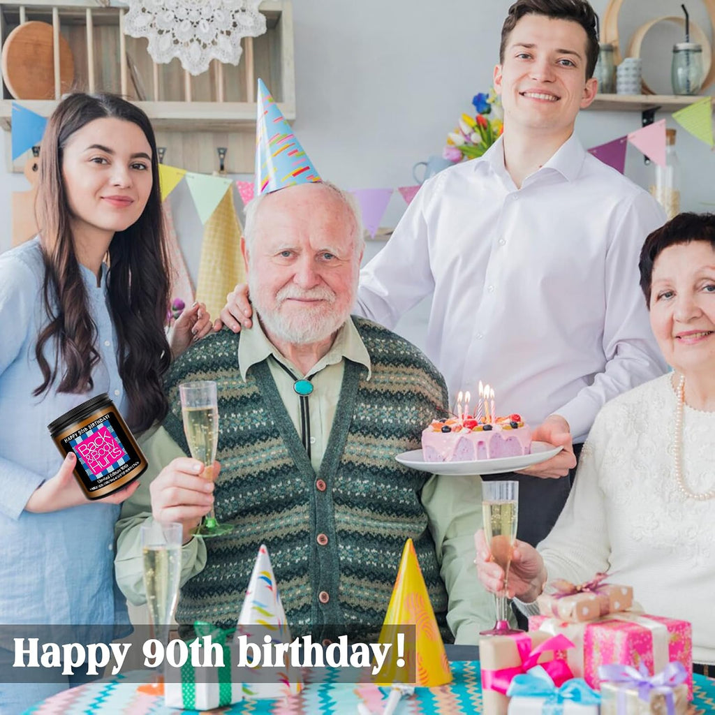 Homsolver 90th Birthday Gifts for Women Men, Happy 90th Birthday Decorations Candle Gift for Her Him, Funny 90 Years Old Ideas - Lavender Scented Candles
