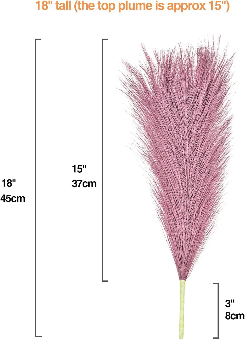 Faux Pampas Grass, 6 Stems Artificial Pampas Grass Decor Flurry Pompous Grass for Small Vase Boho Home Decor/Wedding Arrangements/Rustic Decor 18''/45cm (Light Purple)
