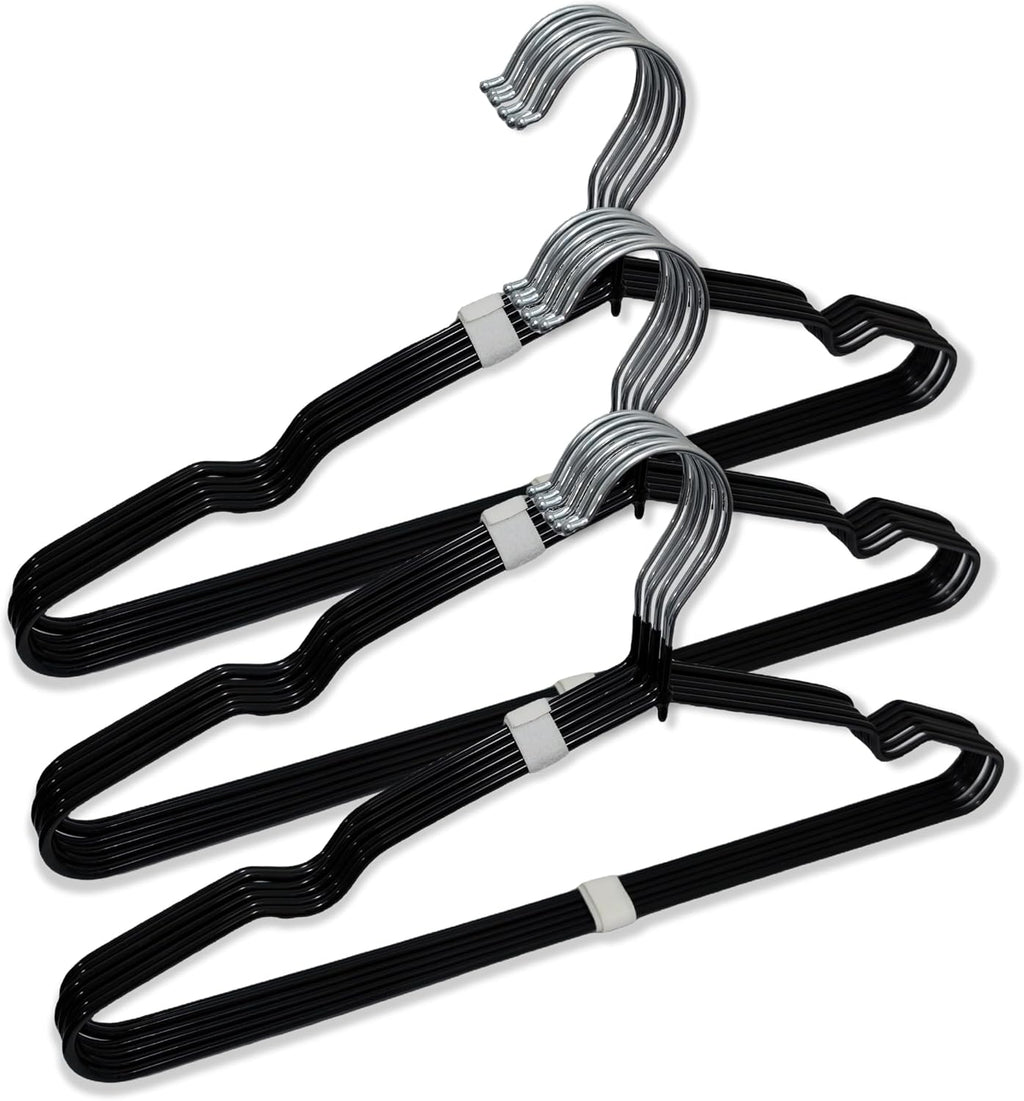 Stainless Steel Rubber Hangers 32-Pack, Heavy Duty Non-Slip Ultrathin Black