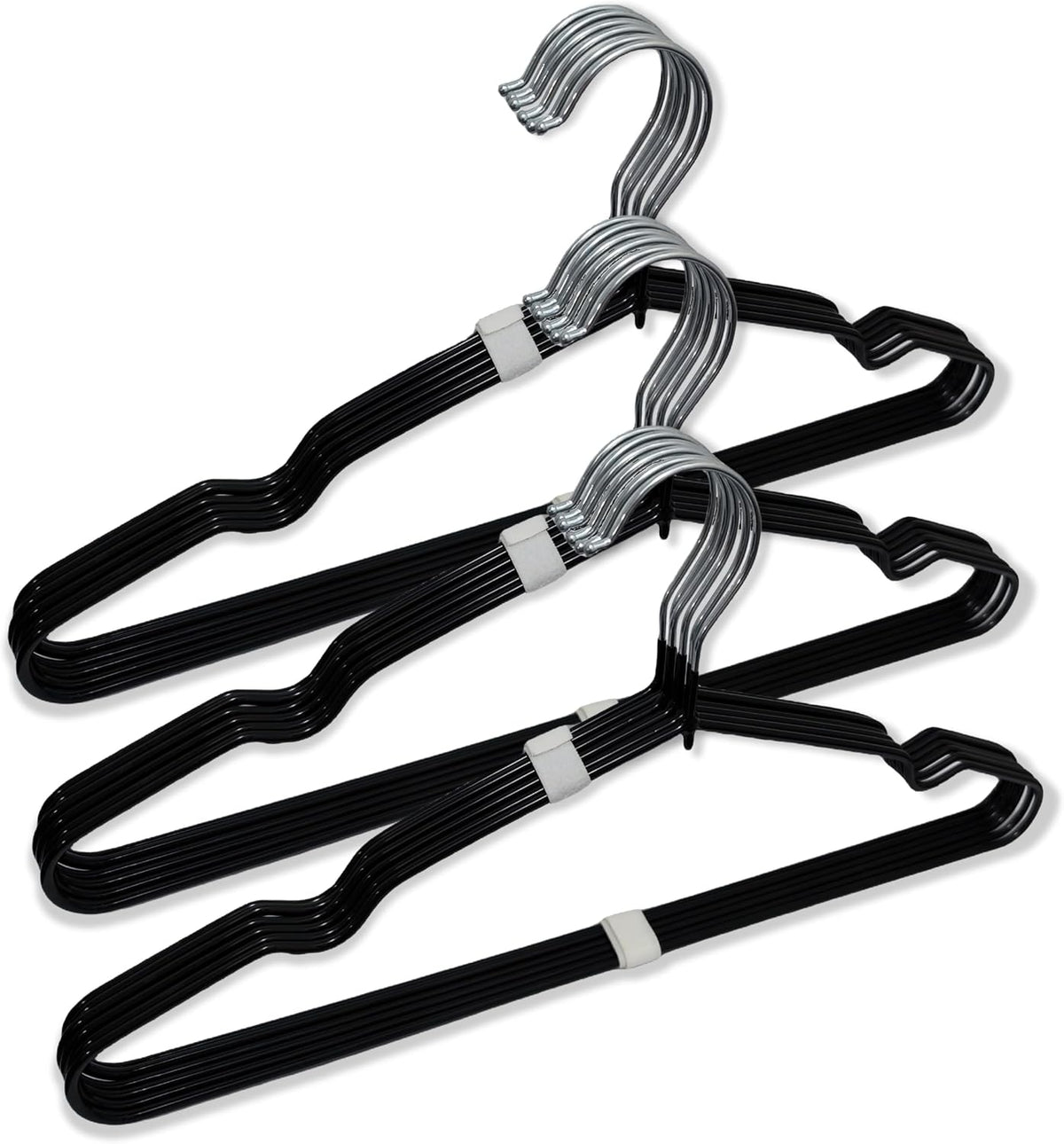 Stainless Steel Rubber Hangers 32-Pack, Heavy Duty Non-Slip Ultrathin Black