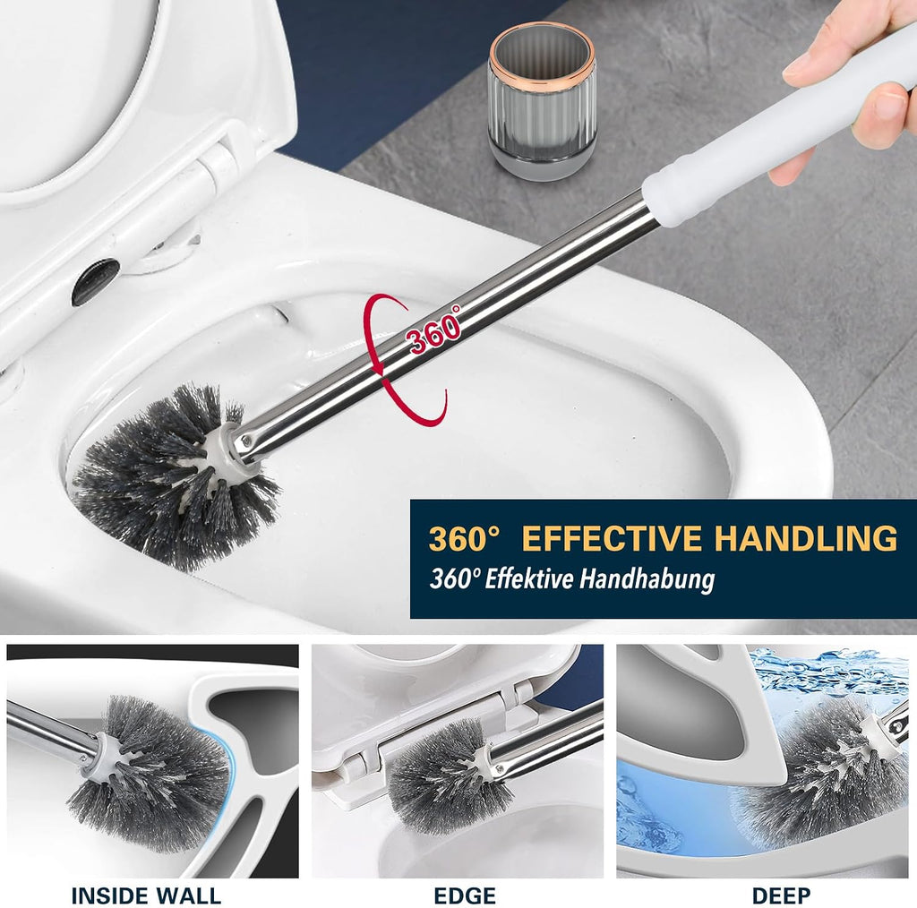 Toilet Brush and Holder Set 2 Pack for Bathroom 21.6" Long Handle