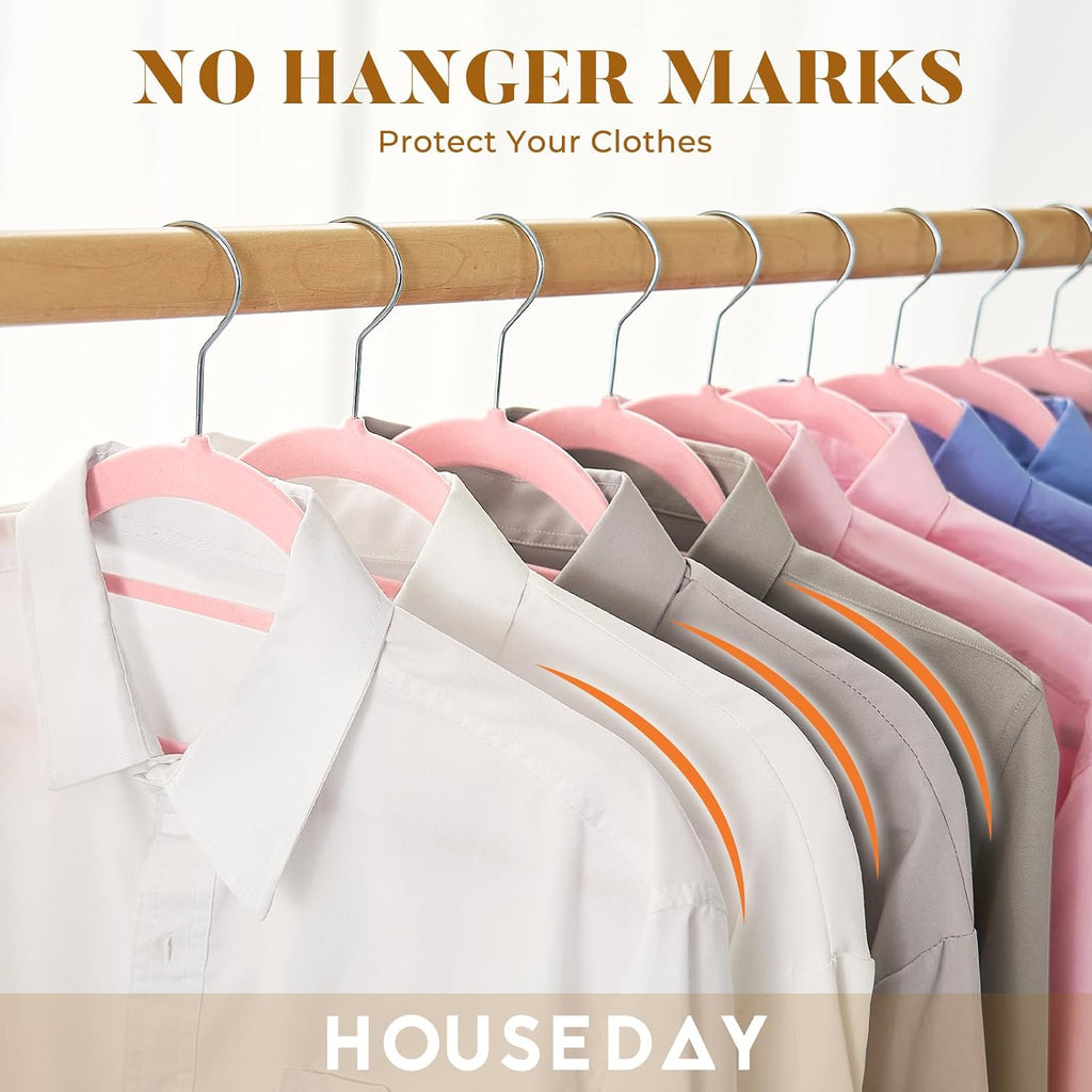 HOUSE DAY Premium Velvet Hangers 20 Pack, Non-Slip Hangers with Tie Bar
