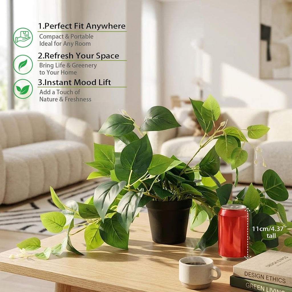 Tiita Artificial Pothos Plant in Pot, 1 Pack for Desk and Shelf Decor