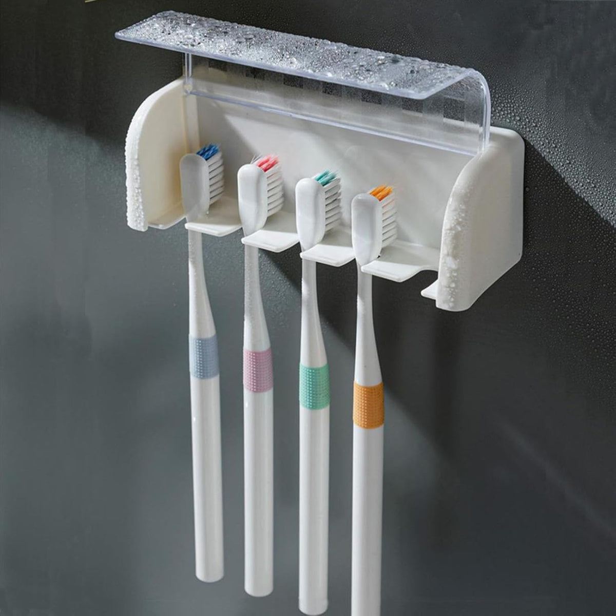 Toothbrush Holders for Bathrooms,Kids Toothbrush Holders with Cover,5 Slots Electric Tooth Brush Holder Wall Mounted Toothbrush Organizer,Shower Restroom Bathroom Accessories (White)