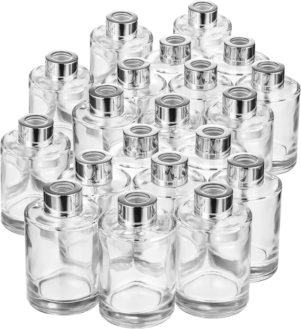 Wesiti 20 pcs Reed Diffuser Bottles 4 oz Refillable Glass with Silver Caps