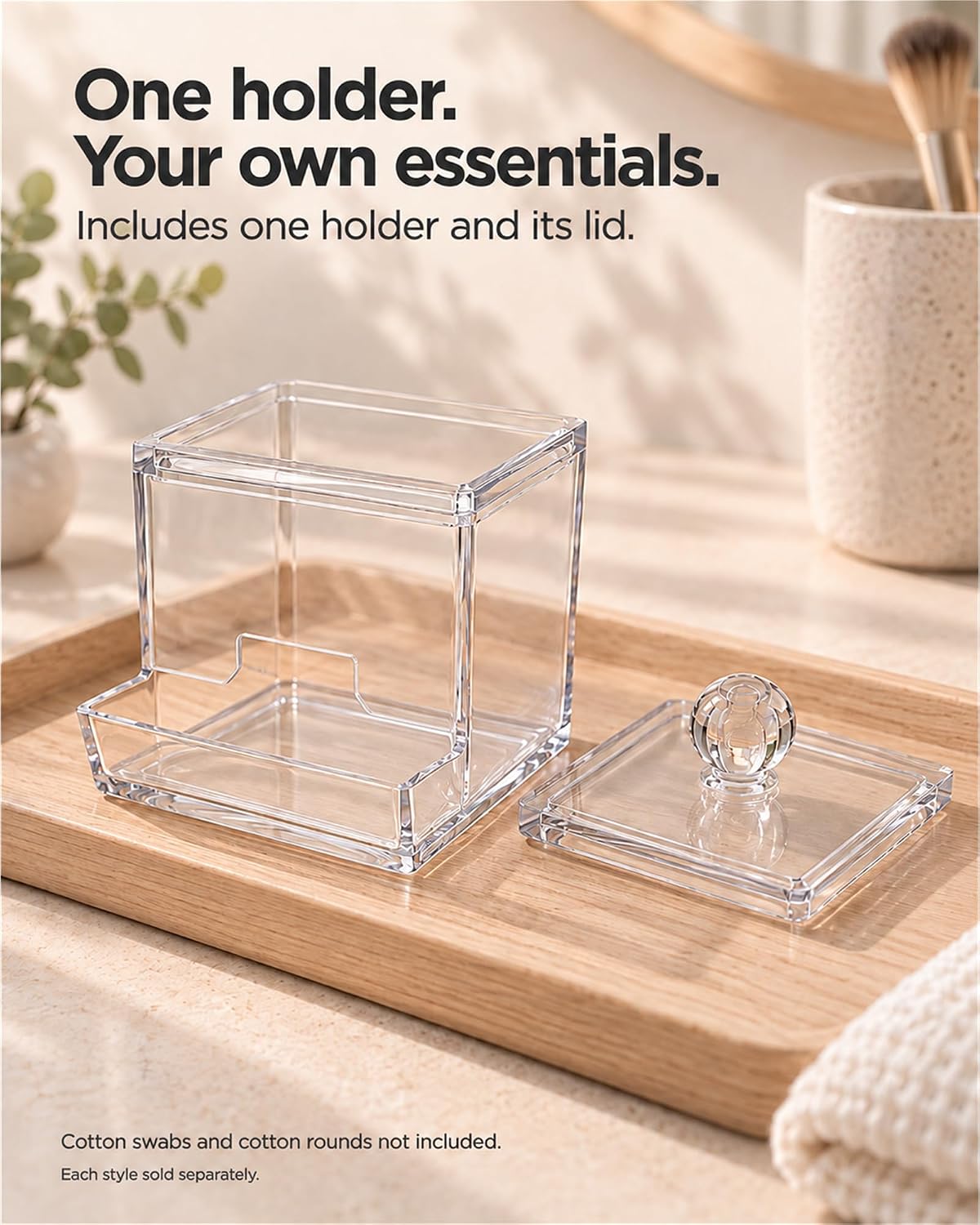 Cotton Swab Holder with Lid, Clear Plastic Swab Dispenser Jar