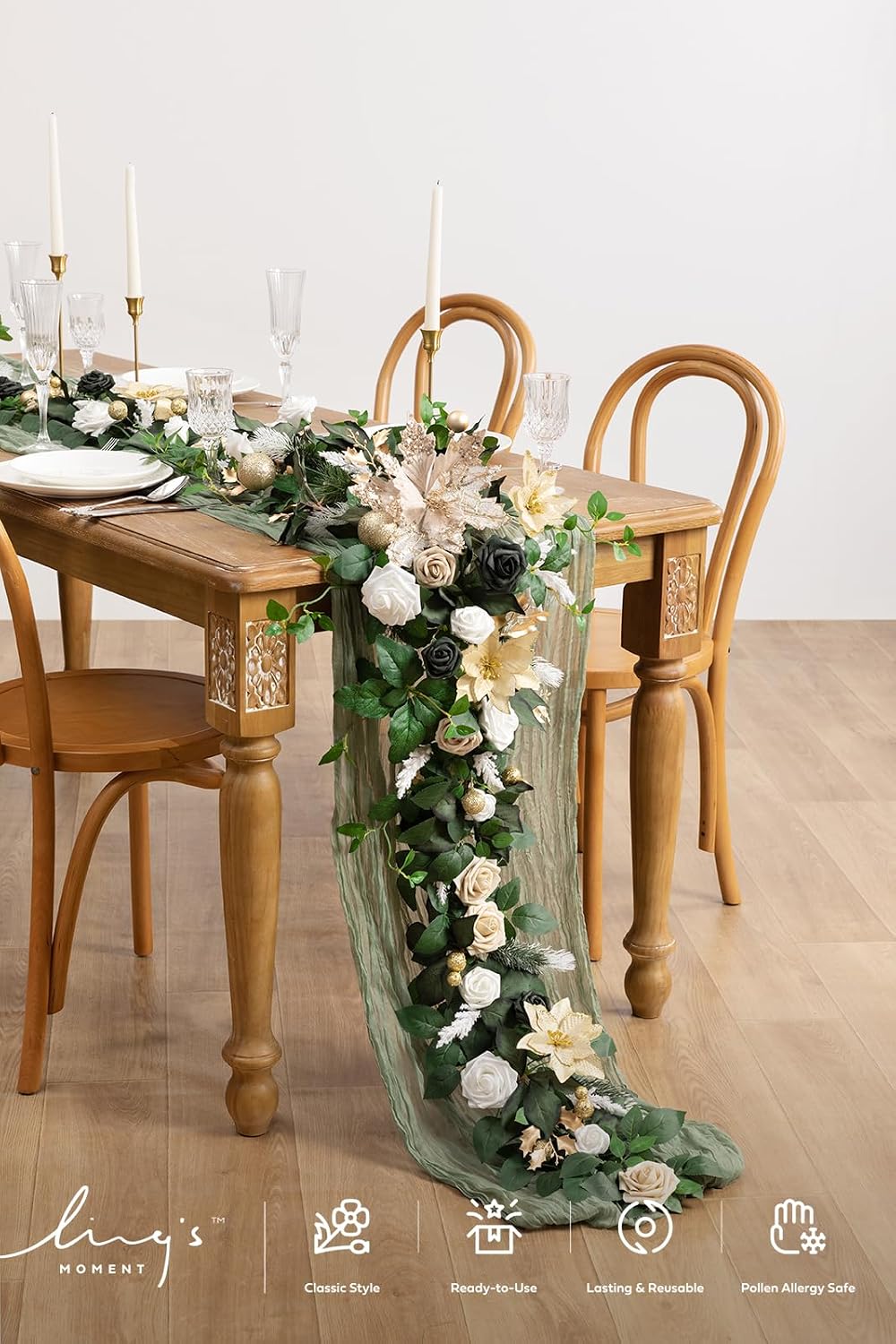 Ling's moment Christmas Artificial Flower Garland Wedding Arch 6 FT