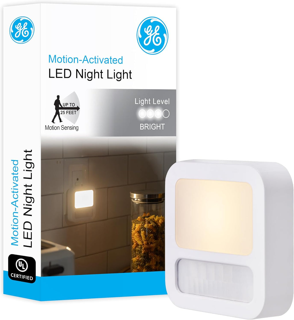 GE LED Motion Sensor Night Light, Plug-in, Dusk-to-Dawn Sensor, 20 Lumens