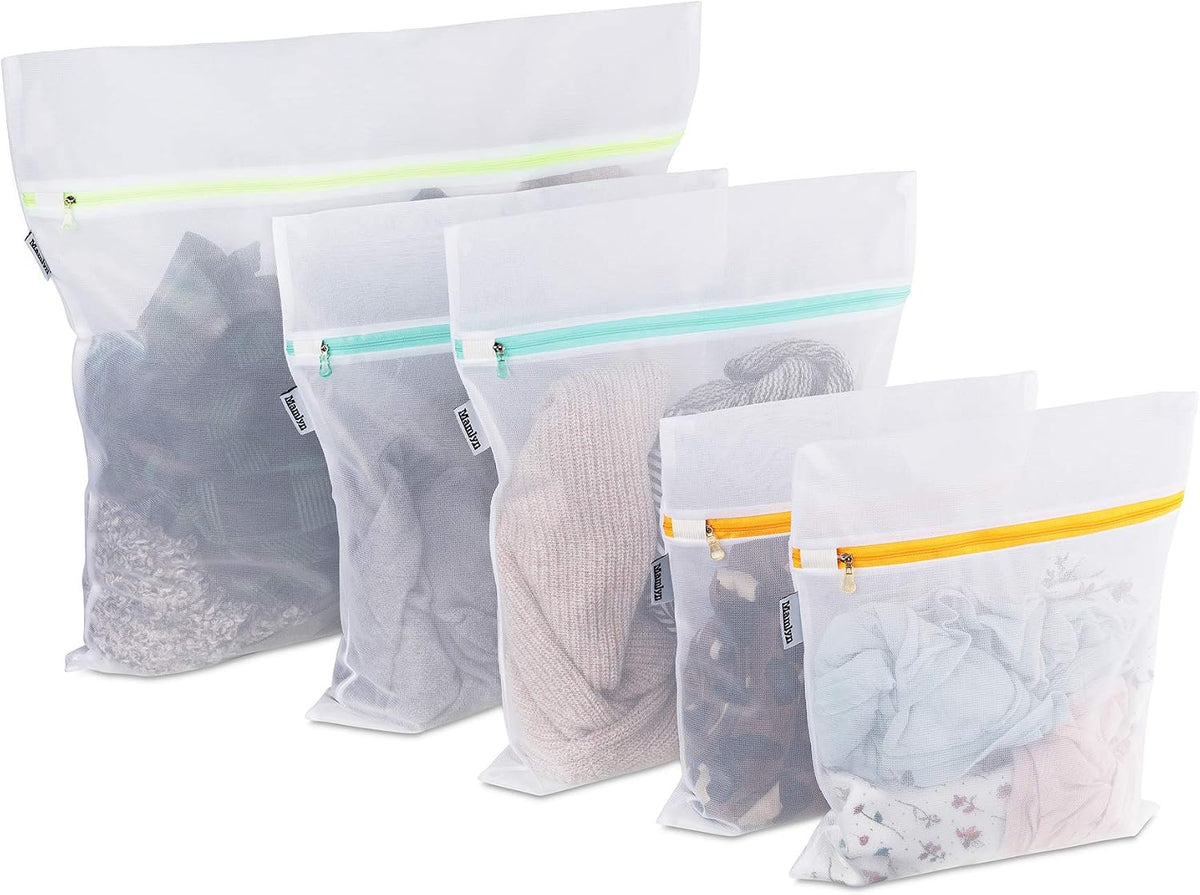 Mamlyn Mesh Laundry Bag for Delicates, Wash Bag for Underwear and Lingerie, Makeup Organizer Bag (1 Large, 2 Medium, 2 Small)