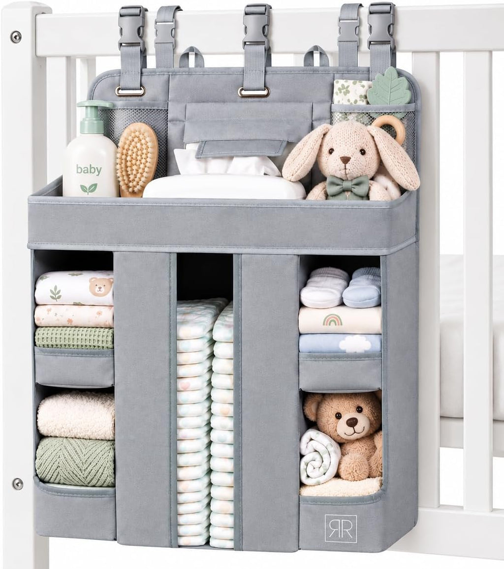 Hanging Diaper Caddy Organizer – Baby Crib Organizer & Nursery Storage