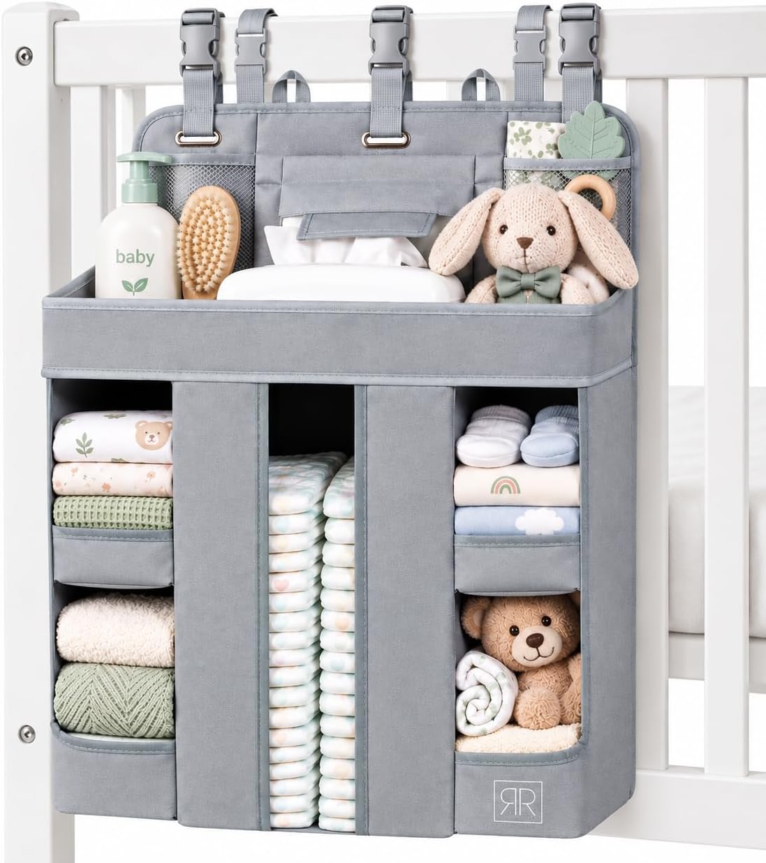 Hanging Diaper Caddy Organizer – Baby Crib Organizer & Nursery Storage