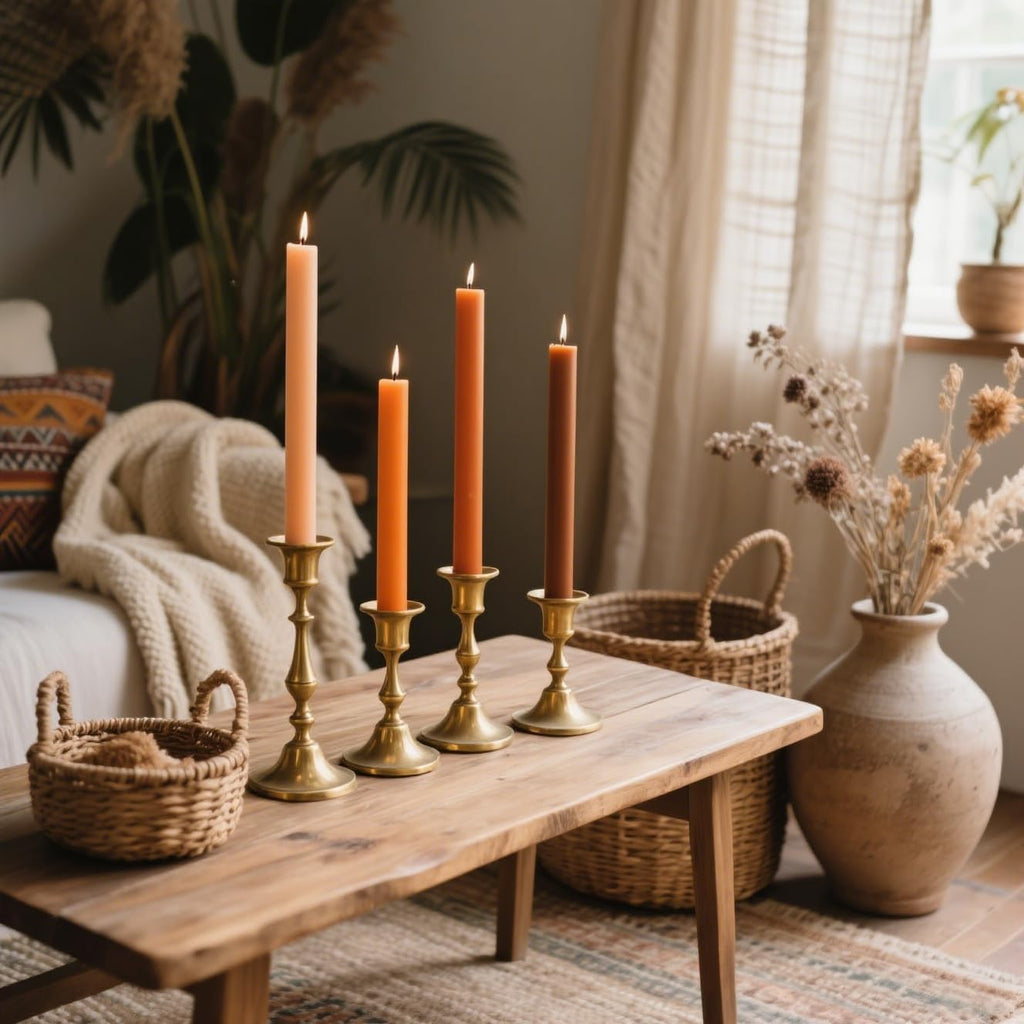 10 Inch Earth Tone Unscented Taper Candles for Fall Harvest