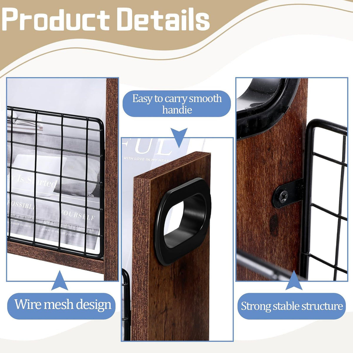 SynHHergyx Magazine Holder Magazine Book Holder Slim Magazine Rack Floor Magazine File Holder Storage Basket Folder Organizer Bin for Letters, Magazines, Books, Newspapers