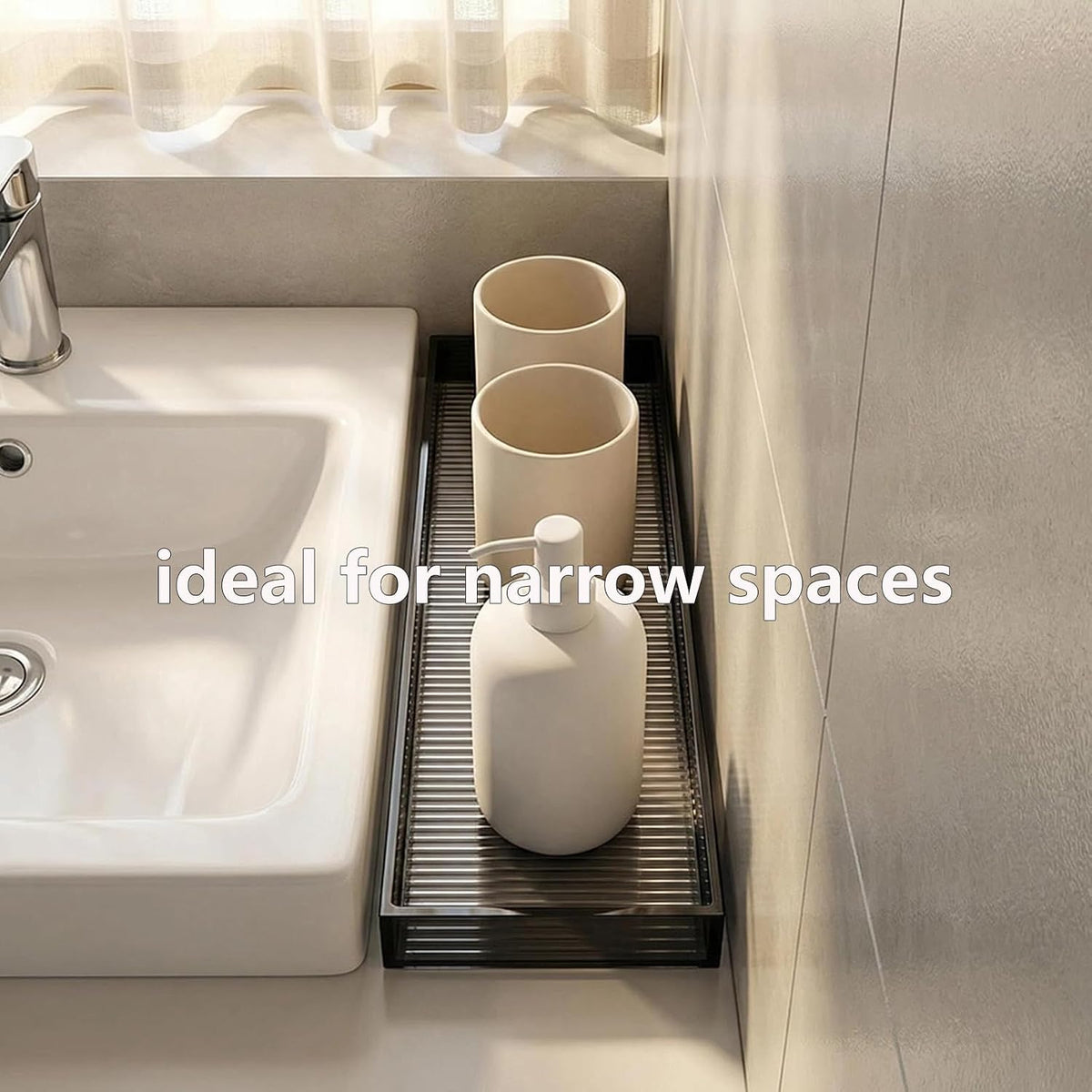 13.4"x4.3" Bathroom Vanity Trays,Small Narrow Acrylic Tray,Black
