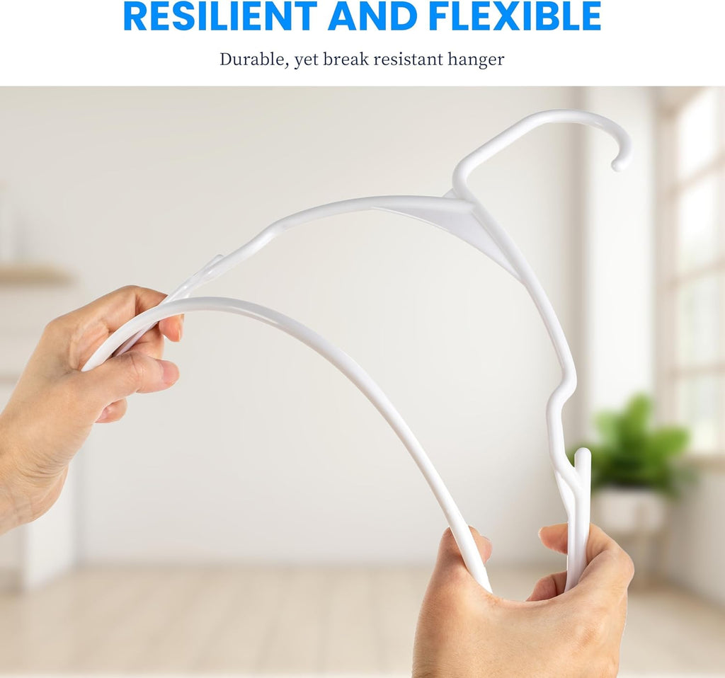 Simple Deluxe 50 Pack Plastic Hangers, Lightweight and Space-Saving Hangers, Durable Clothes Hangers for Shirts, Coats, Dresses, Pants, White