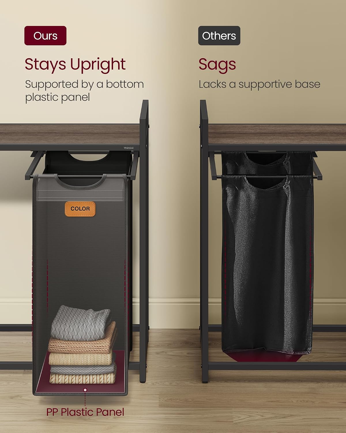 VASAGLE Laundry Hamper 2 Section, Laundry Sorter, 26.4 Gal. (100 L)