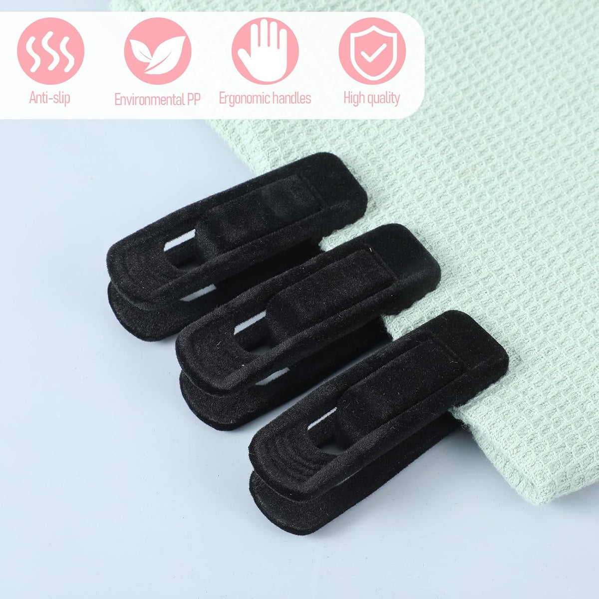 Black Velvet Hangers Clips, 80 Pack Strong Finger Clips