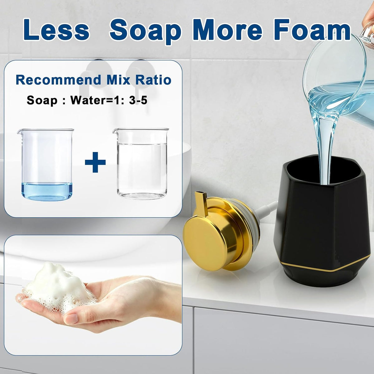 Natheeph Foaming Soap Dispenser 12oz Foam Hand Soap Dispenser Bathroom