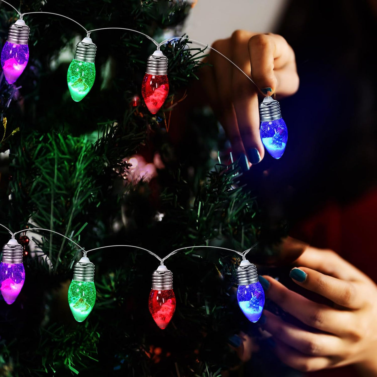 Aurelema Christmas Snow Globe String Lights, Multicolor Light, 26ft 40 LED