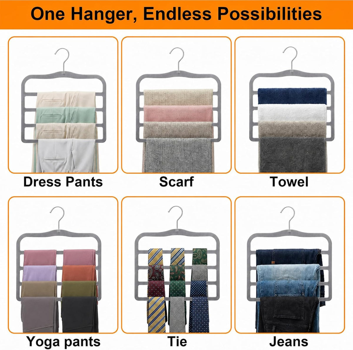Velvet Pants Hangers Space Saving, 4 Pack Non Slip Closet Organizer