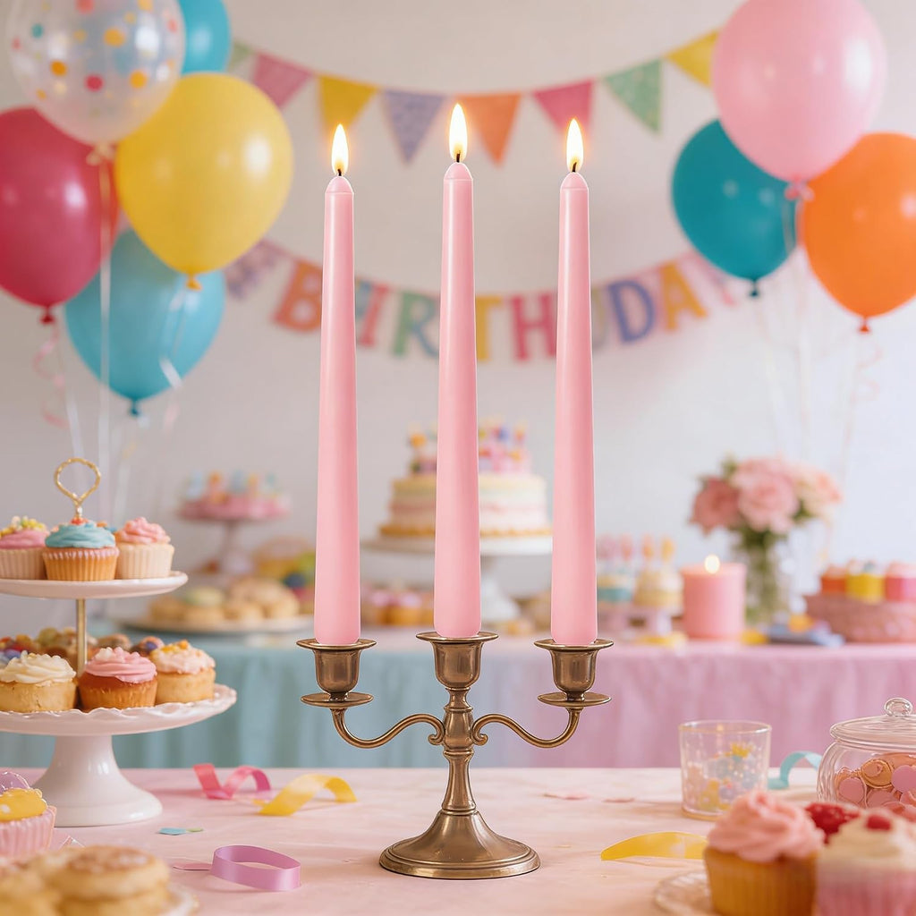 Baby Pink Elegant Taper Candles for Romantic Home Décor and Events