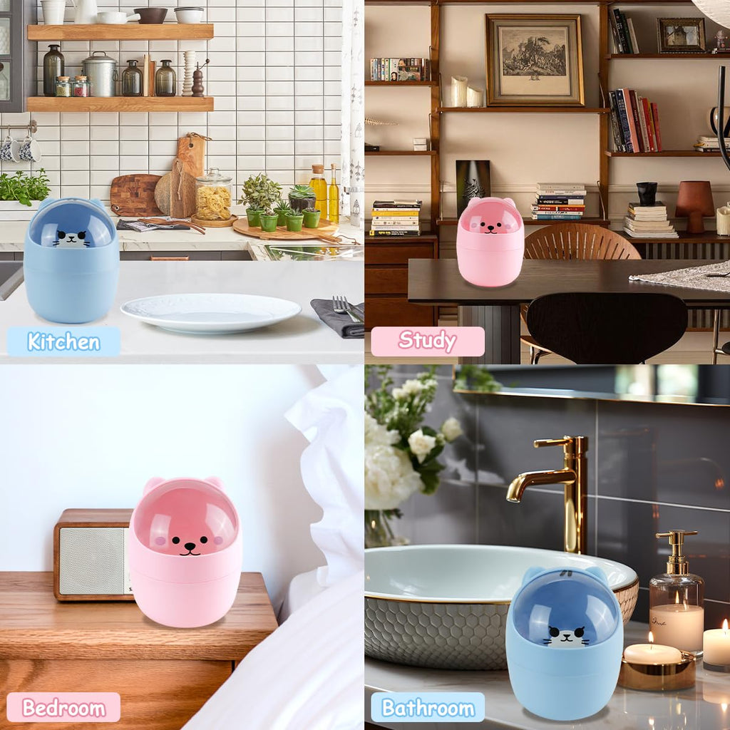 Cute Mini Trash Can with Lid for Home