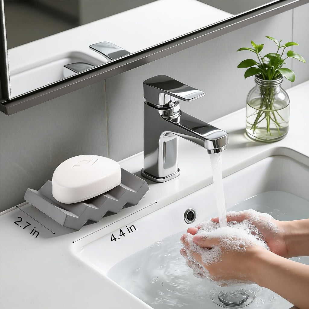 Bar Soap Holder Diatomite Soap Dish Sponge Caddy, Dark Grey