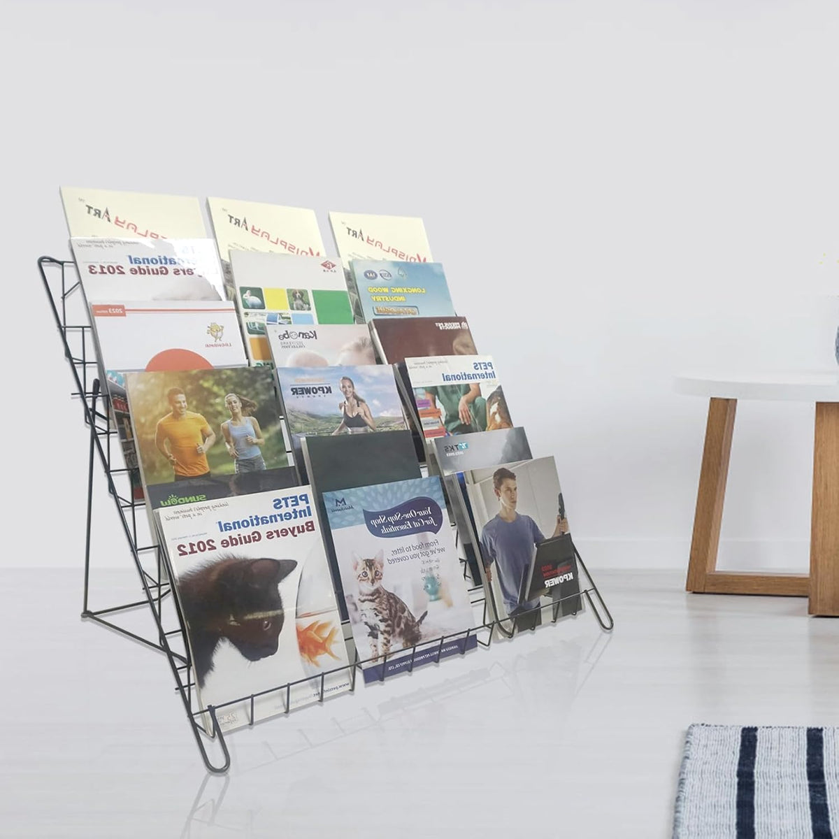 6 Tier Wire Magazine Rack - Comic Book Rack Wide Wire Tabletop Display Rack for Exhibitions Office Table Top Book Brochure Literature Comic Greeting Card Shelf Holder Stand