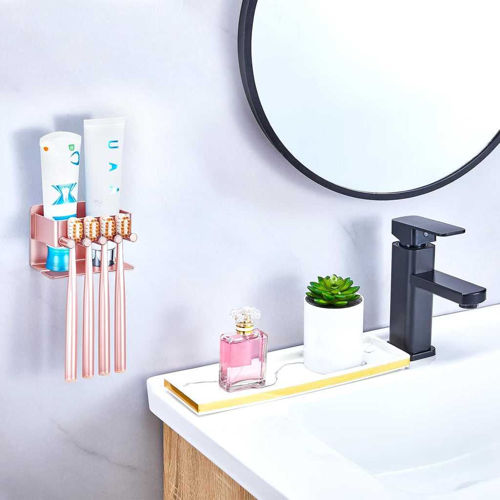 Electric Toothbrush Head Holder, Electric Toothbrush Holders Wall Mounted, Electric Head Holder, Brush Head Storage, Brush Head Holder Toothpaste Holder for Bathrooms (Rose Gold, Small)