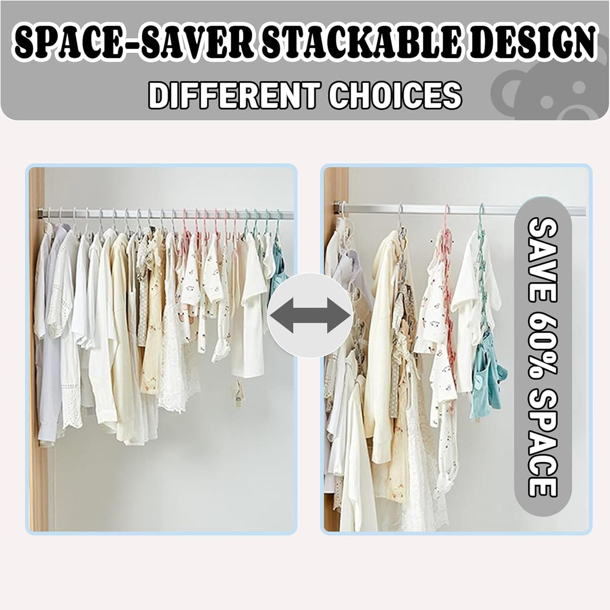 Baby Clothes Hangers 50 Pack, Plastic Kids Hangers Space Saving for Closet