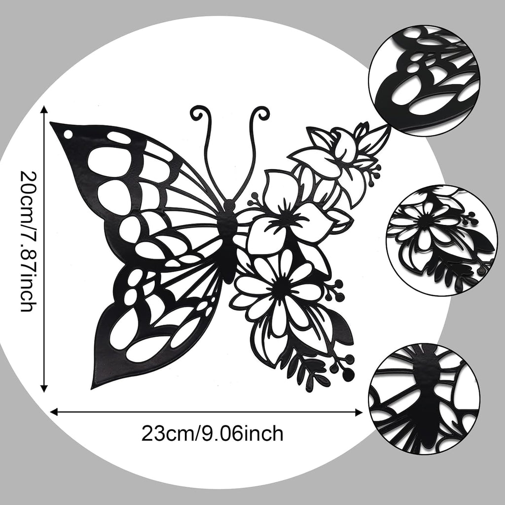 Butterfly Decoration Black Wall Art Boho Hanging Flower Wall Home Decor